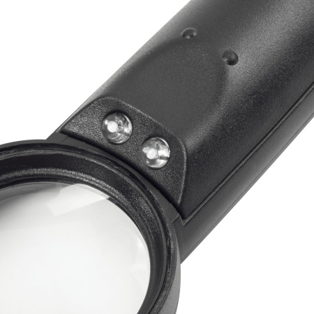 Лупа просмотровая BRAUBERG, С ПОДСВЕТКОЙ, диаметр 37 мм, увеличение 8, корпус черный, 454127 - Лупы