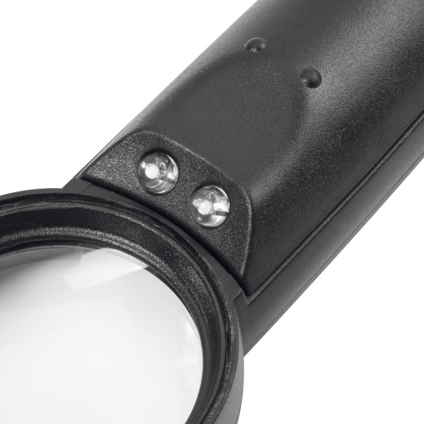 Лупа просмотровая BRAUBERG, С ПОДСВЕТКОЙ, диаметр 37 мм, увеличение 8, корпус черный, 454127 - Лупы