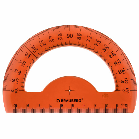 Транспортир 10 см BRAUBERG "FRUITY", 180 градусов, пластик, тонированный, ассорти, 210768 - Транспортиры