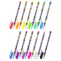 Ручки гелевые ЮНЛАНДИЯ, НАБОР 12 ЦВЕТОВ, БЛЕСТКИ, корпус с печатью, узел 0,7 мм, линия письма 0,5 мм, 142805 - Наборы гелевых ручек