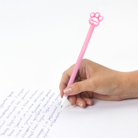 Ручка с топпером шариковая ЮНЛАНДИЯ "Лапка", корпус ассорти, СИНЯЯ, пишущий узел 0,7 мм, 143784 - Ручки фигурные