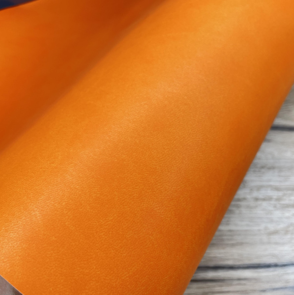 Переплетный кожзам (Италия) матовый, цвет апельсиновый, отрез 35*50 см - Кожзам и экокожа