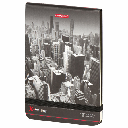Блокнот в клетку с резинкой МАЛЫЙ ФОРМАТ А6 (100x150 мм), 80 л., BRAUBERG "X-Writer" "ГОРОДА", 111052 - Бизнес-блокноты и бизнес-тетради