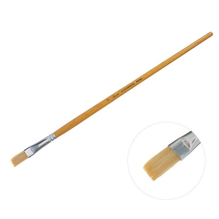 Кисть из щетины "Сонет" плоская, длинная лакированная ручка, №7