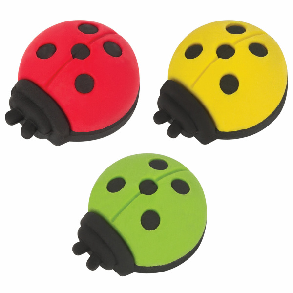 Набор ластиков фигурных ПИФАГОР "Божья коровка" 3 шт., 30x24x15 мм, цвет ассорти, 222480 - Ластики классические