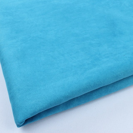 Односторонняя (искусственная) замша на атласной основе цвет бирюзово-голубой, размер 33*75 см (Китай)