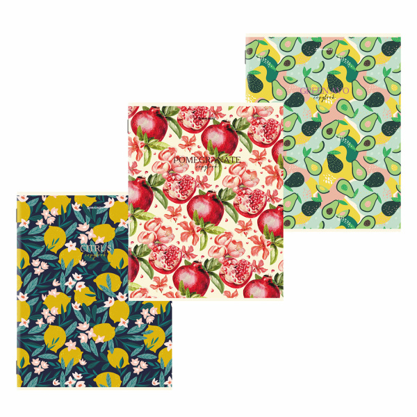 Тетради КОМПЛЕКТ 3 шт. А4, 96 л., BRAUBERG скоба, клетка, глянцевый лак, "Fruits", 404387 - Тетради формата А4