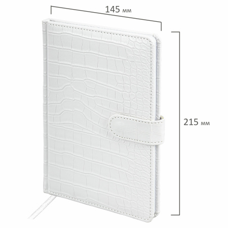 Еженедельник недатированный А5 145х215 мм, BRAUBERG "Party", под кожу, 64 л., белый, 114473 - Еженедельники