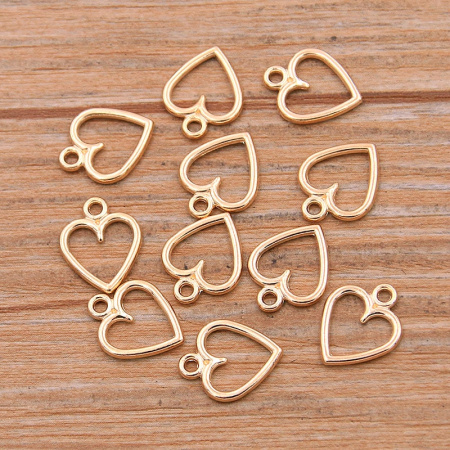Металлическая подвеска "Сердце" золото, размер 10*13 мм, 10 шт