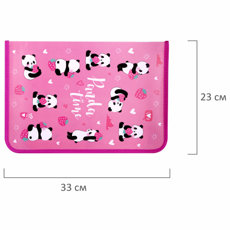 Папка для труда на молнии ЮНЛАНДИЯ А4, 1 отделение, откидная планка, органайзер, "Panda time", 270983 - Папки для тетрадей и уроков труда