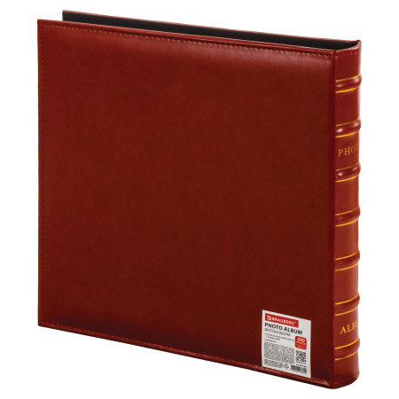 Фотоальбом BRAUBERG "Delta" на 500 фото 10х15 см, под гладкую кожу, коричневый, 391182 - Фотоальбомы