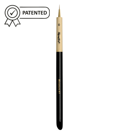 Кисть Roubloff Миниатюра колонок круглая №0 ручка скошенная утолщенная с черным матовым кончиком серия Miniature K1