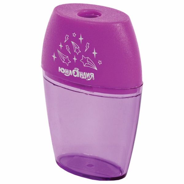 Точилка ЮНЛАНДИЯ "Радуга", с контейнером, овальная, пластиковая, корпус ассорти, 228765 - Точилки ручные