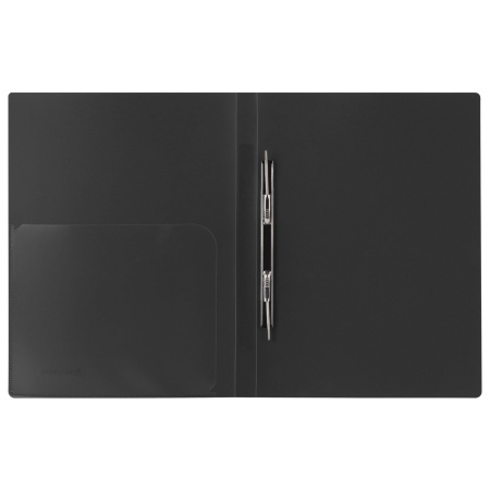 Папка с металлическим скоросшивателем и внутренним карманом BRAUBERG диагональ, черная, до 100 листов, 0,6 мм, 221351 - Папки с пружинным и пластиковым скоросшивателем