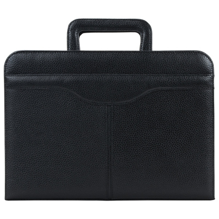 Папка из натуральной кожи на молнии, с выдвижными ручками, 385х280х50, черная, 8-021 - Папки из кожи