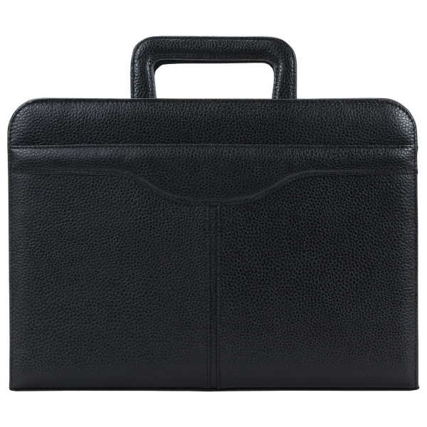Папка из натуральной кожи на молнии, с выдвижными ручками, 385х280х50, черная, 8-021 - Папки из кожи