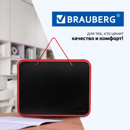 Папка на молнии пластиковая с ручками BRAUBERG "Contract", А4, 350х270х45 мм, черно-красная, 225164 - Папки-сумки с ручками