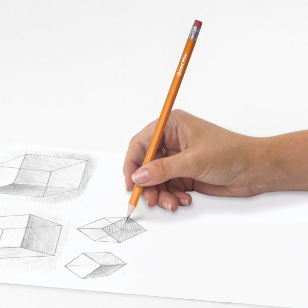 Карандаши чернографитные простые с ластиком HB, ВЫГОДНАЯ УПАКОВКА КОМПЛЕКТ 48 штук, ОФИСМАГ, 180639 - Карандаши чернографитные