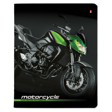 Тетрадь А5 48 л. АЛЬТ скоба, клетка, глянцевый лак, "Спортивные мотоциклы" (5 видов), 7-48-844 - Тетради 40-48 листов