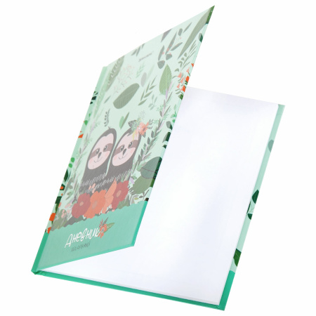 Дневник 1-4 класс 48 л., твердый, BRAUBERG, глянцевая ламинация, с подсказом, "Ленивцы", 106361 - Дневники для младших классов