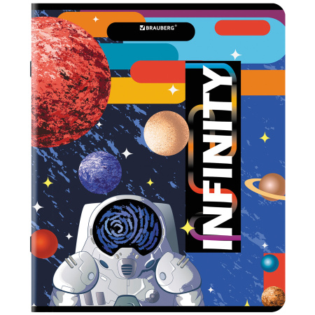 Тетрадь А5, 48 л., BRAUBERG, скоба, клетка, TWIN-лак, "SpaceX" (микс в спайке), 404354 - Тетради 40-48 листов