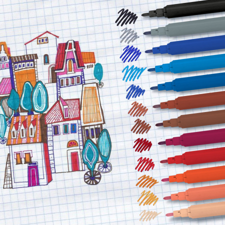 Фломастеры в тубе классические 24 цвета, вентилируемый колпачок, BRAUBERG "PREMIUM", 152199 - Фломастеры классические