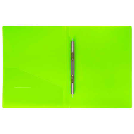 Папка с металлическим скоросшивателем и внутренним карманом BRAUBERG "Neon", 16 мм, зеленая, до 100 листов, 0,7 мм, 227464 - Папки с пружинным и пластиковым скоросшивателем