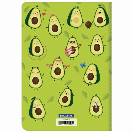 Тетрадь 40 л. в клетку обложка SoftTouch, бежевая бумага 70 г/м2, сшивка, А5 (147х210 мм), МИЛЫЕ АВОКАДО, BRAUBERG, 403770 - Тетради 40-48 листов