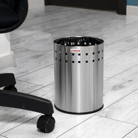 Корзина металлическая для мусора LAIMA "Bionic", 7 л, матовая, перфорированная, несгораемая, 232267 - Корзины для бумаг
