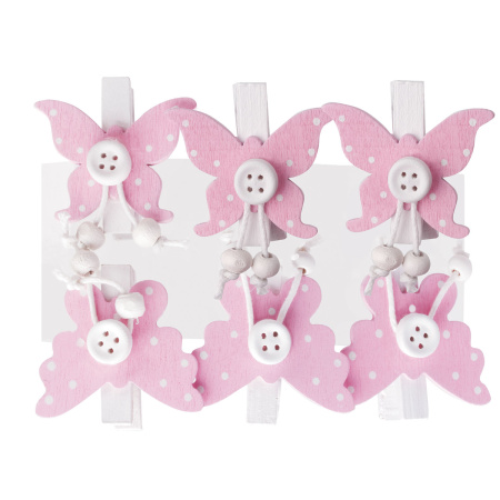 Прищепки декоративные "Бабочки", 6 штук, 3,5 см, ассорти, ОСТРОВ СОКРОВИЩ, 661291 - Прищепки для творчества