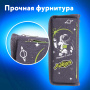 Пенал ЮНЛАНДИЯ, 2 отделения, полиэстер, "Cosmonaut", серый, 21х6х9 см, 270275 - Пеналы мягкие