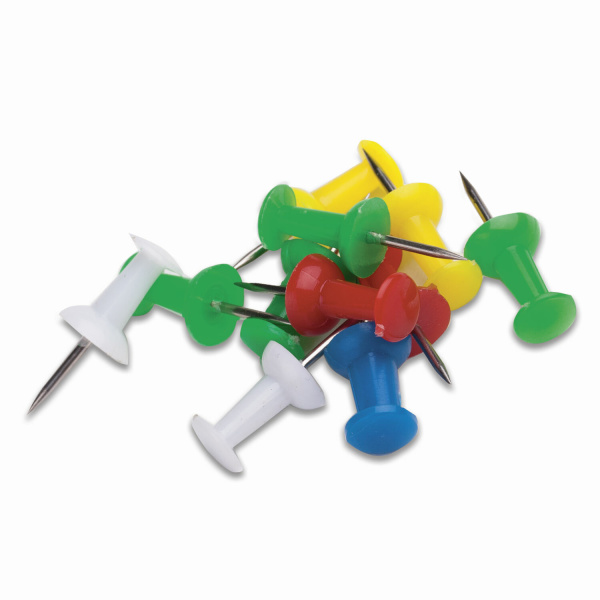 Силовые кнопки-гвоздики BRAUBERG, цветные, 50 шт., в картонной коробке, 220557 - Кнопки канцелярские