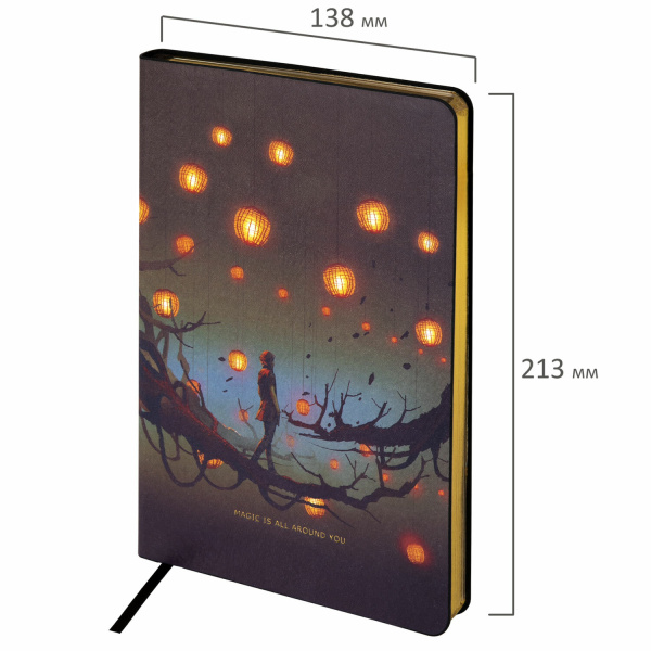 Ежедневник недатированный А5 (138х213 мм), BRAUBERG VISTA, под кожу, гибкий, 136 л., "Dreamcatcher", 111996 - Ежедневники с покрытием "под кожу и ткань"