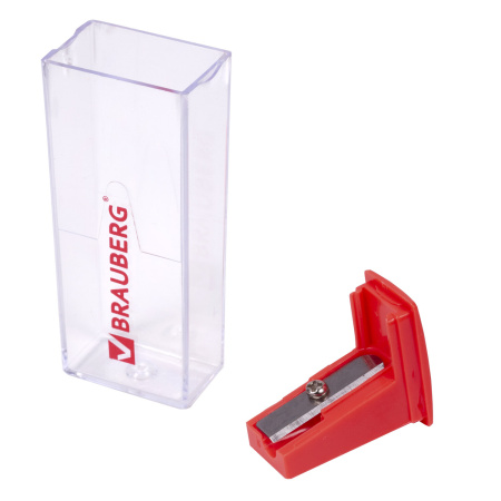 Точилка BRAUBERG "Assistant", с контейнером, пластиковая, корпус ассорти, 228451 - Точилки ручные