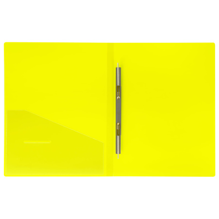 Папка с металлическим скоросшивателем и внутренним карманом BRAUBERG "Neon", 16 мм, желтая, до 100 листов, 0,7 мм, 227465 - Папки с пружинным и пластиковым скоросшивателем
