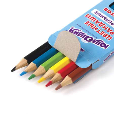 Карандаши цветные акварельные ЮНЛАНДИЯ "ЮНЫЙ ВОЛШЕБНИК", 6 цветов, шестигранные, заточенные, 181401 - Карандаши цветные акварельные