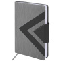 Ежедневник недатированный А5 138x213 мм BRAUBERG "Waves" под кожу, застежка 160 л., черный/серый, 111875 - Ежедневники с покрытием "под кожу и ткань"