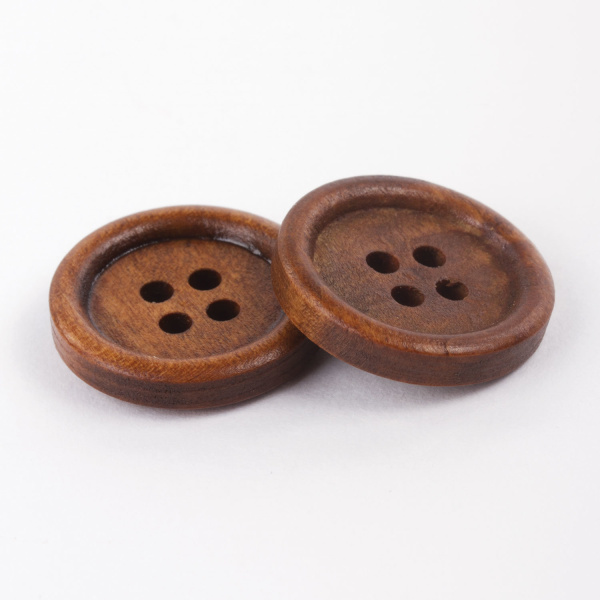 Пуговицы декоративные "Круглые", дерево, цвет орех, 20 мм, 24 шт., ОСТРОВ СОКРОВИЩ, 661409 - Пуговицы для творчества