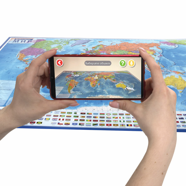 Карта мира политическая 117х80 см, 1:28М, с ламинацией, интерактивная, европодвес, BRAUBERG, 112384 - Карты географические