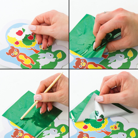 Набор для творчества 2 в 1 "Гравюра-аппликация", "Забавные животные", 3 основы, ЮНЛАНДИЯ, 662397 - Создание аппликаций