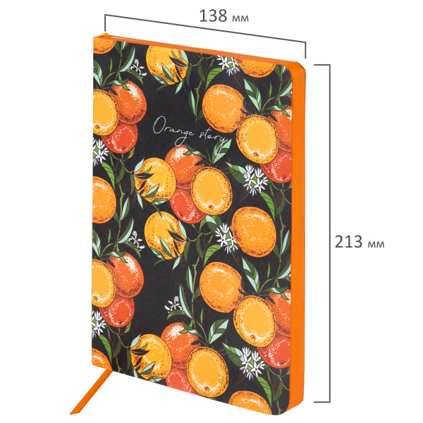 Ежедневник недатированный А5 (138х213 мм), BRAUBERG VISTA, под кожу, гибкий, 136 л., "Orange story", 112018 - Ежедневники с покрытием "под кожу и ткань"