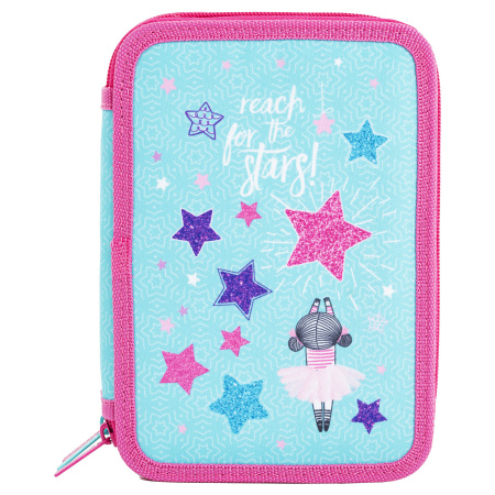 Пенал BRAUBERG, 3 отделения, полиэстер, 21х14 см, "Reach for the stars", 270728 - Пеналы каркасные