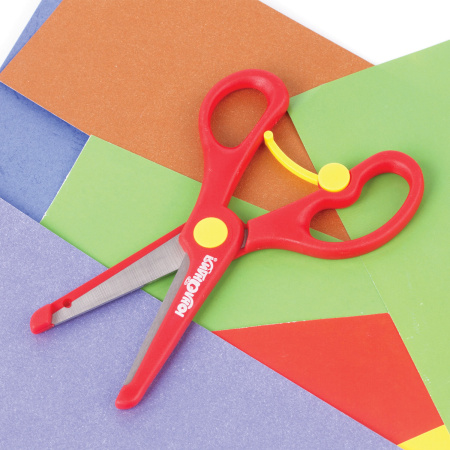 Ножницы ЮНЛАНДИЯ "КОМФОРТ", 140 мм, с усилителем, пластиковые накладки, европодвес, 236981 - Ножницы детские