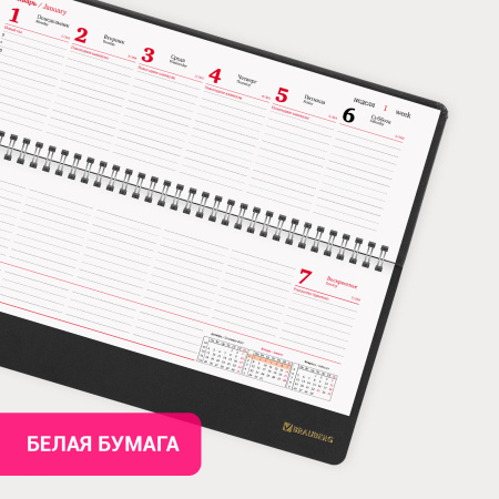 Планинг датированный 2024 305х140 мм, BRAUBERG "Select", балакрон, черный, 114816 - Планинги