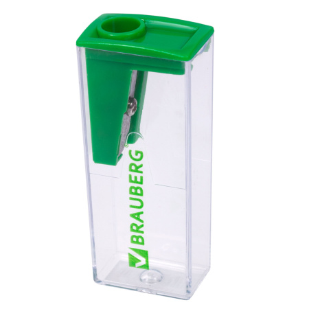 Точилка BRAUBERG "Assistant", с контейнером, пластиковая, корпус ассорти, 228451 - Точилки ручные