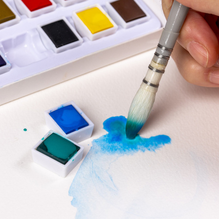 Акварель художественная в кюветах НАБОР 24 цвета по 2,5 г, BRAUBERG ART DEBUT, 191778 - Акварель художественная в наборах