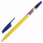 Ручка шариковая ЮНЛАНДИЯ "CLASSIC", СИНЯЯ, корпус желтый, узел 1 мм, линия письма 0,5 мм, 143237 - Ручки шариковые неавтоматические