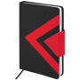 Ежедневник недатированный А5 138x213 мм BRAUBERG "Waves" под кожу, застежка 160 л., черный/красный, 111876 - Ежедневники с покрытием "под кожу и ткань"