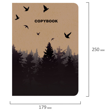 Тетрадь 60 л. в клетку обложка КРАФТ, бежевая бумага 70 г/м2, сшивка, В5 (179х250 мм), FOREST, BRAUBERG, 403807 - Тетради более 60 листов