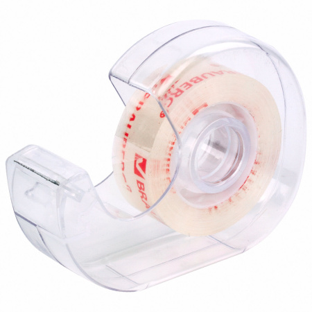 Клейкая лента канцелярская 19 мм х 33 м КРИСТАЛЬНАЯ, в диспенсере, BRAUBERG, 228760 - Клейкие ленты канцелярские